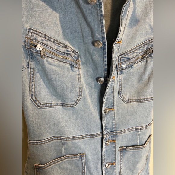 Free People Hearts Beat coverall Denim Fitted Jumpsuit in sunbath blue - Picture 5 of 9